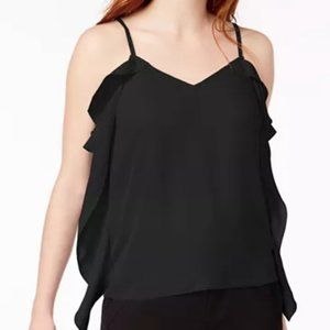 Ladies Bar III Black Ruffled Side Tank Top Size-L